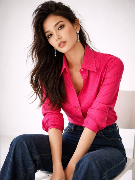 Chico's Tops - Chico’s Vibrant Pink Geometric Print Blouse - Size 8